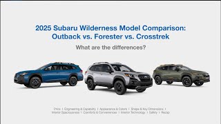 2025 Subaru Wilderness Comparison: Outback vs Forester vs Crosstrek – Which One is Best?