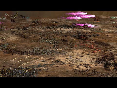 TZEENTCH and CHAOS DWARFS vs WOOD ELVES and LIZARDMEN - TotalWar Warhammer 3