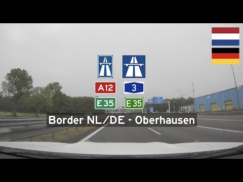 Driving in the Netherlands and Germany: A12 and Autobahn A3 E35 to Oberhausen (Rainy drive)