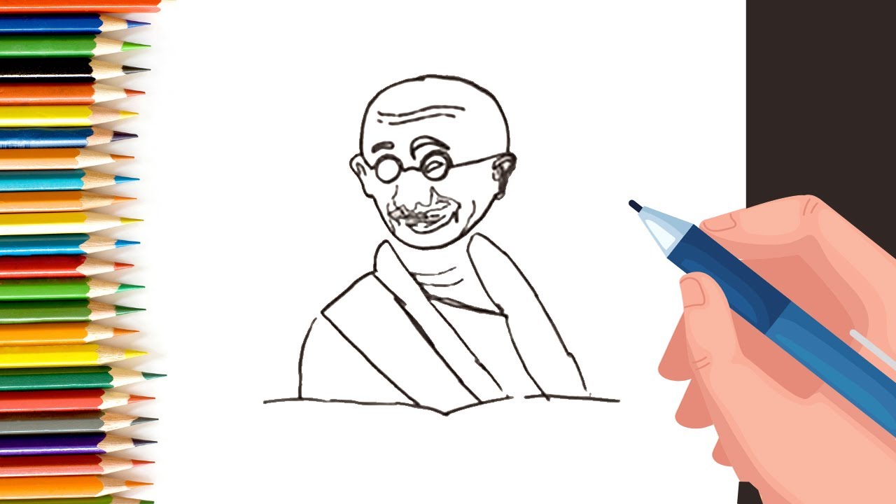 How to draw Gandhi ji