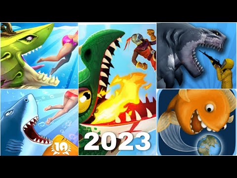 HUNGRY SHARK VS HUNGRY DRAGON VS SHARKOSAURUS RAMPAGE VS TASTY BLUE NEW 2023 - ALL SHARK UNLOCKED