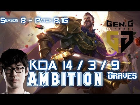 GEN Ambition GRAVES vs XIN ZHAO Jungle - Patch 8.16 KR Ranked