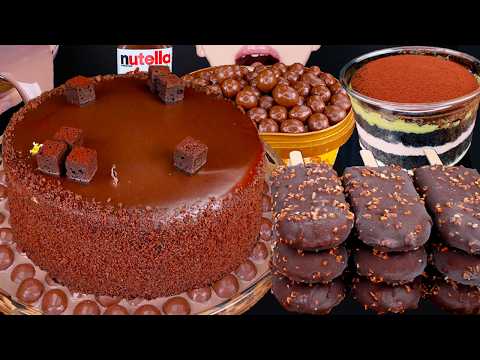 ASMR DUBAI CHOCOLATE CAKE MALTESERS NUTELLA DESSERT MUKBANG 뚜초케 두바이초콜릿 먹방ドバイチョコレート 咀嚼音 EATING SOUNDS