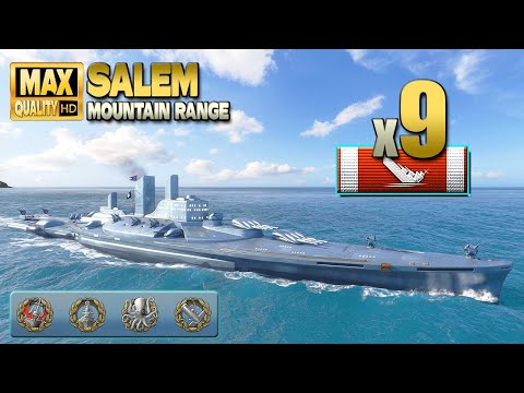 Cruiser Salem: 9 ships destroyed on map Mountain Range - World of Warships