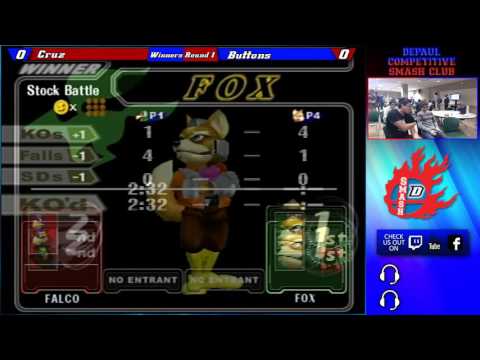 DePaul Smashfest #8 SSBM Winners Bracket - Cruz (Falco, Fox) vs Buttons (Fox)