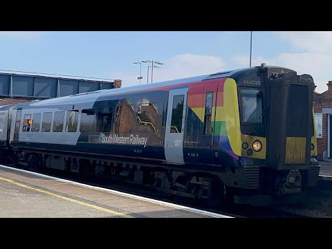 1W17 - 444019 Pride Livery arriving at Wareham for Weymouth