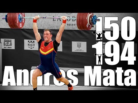 Andres Mata (76.7kg Spain) 150kg Snatch 194kg Clean and Jerk - 2017 European Championship