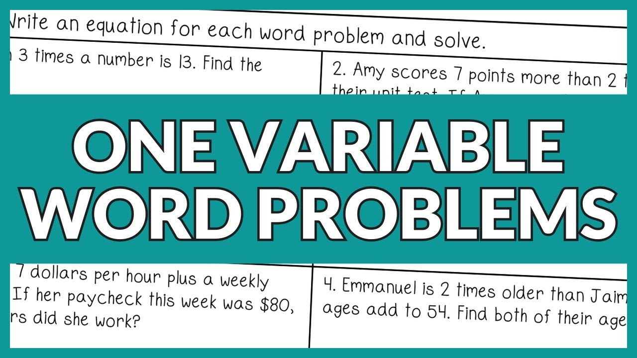 Writing Equations from Word Problems with One Variable Lesson for High School Algebra 1
