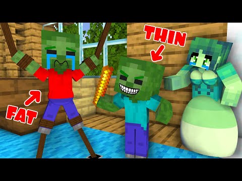 Monster School : Fat Baby Zombie Being Bullied by Thin Baby Zombie - Minecraft Animation