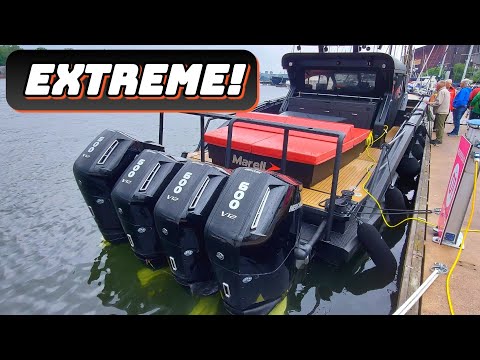 Quad Mercury 600HP V12 Verado. The World's Biggest OB Engines. Powerboat Spotting 1#