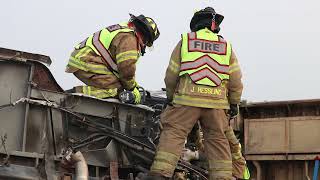 Emergency Training Firefighters Removing Truck Door