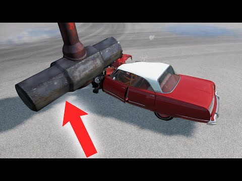 Cars vs Giant Hammer – BeamNG Drive