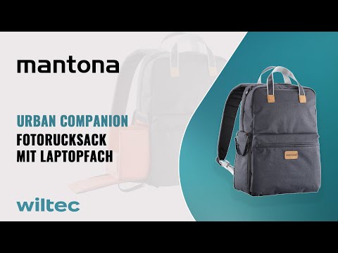 Mantona Urban Companion Fotorucksack  - Anthrazit mit Lederapplikationen,