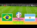 BRAZIL vs ARGENTINA - Copa America 2024 Final | Full Match All Goals | Football Match PES