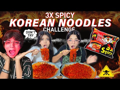 3x spicy Korean fire noodles challenge 🥵  | samyang Buldak |