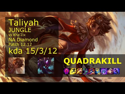 Taliyah vs Kha'Zix Jungle - NA 15/3/12 Patch 12.12 Gameplay