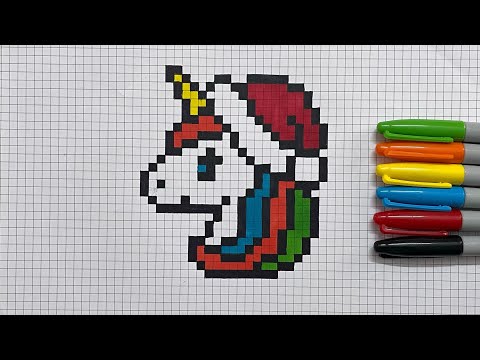 Unicorn Drawing, Unicorn Cartoon, Unicorn in Pixel Art #unicorn #howtodraw