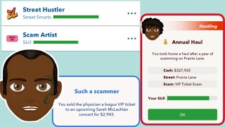 HOW TO BECOME A SUCCESSFUL SCAM ARTIST IN BITLIFE | street hustler career tutorial | Bitlife