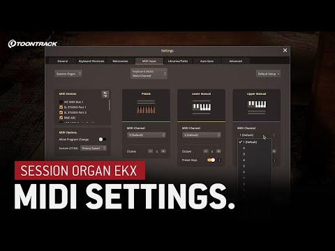 Session Organ EKX: MIDI Settings