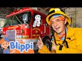 Blippi Rides A Firetruck Blippi S Vroom Vroom Vehicle Show Educational Videos For Kids