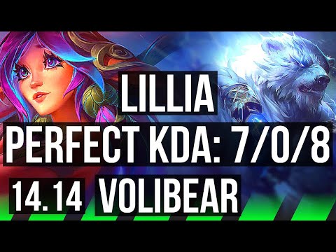 LILLIA vs VOLIBEAR (JGL) | 7/0/8, Godlike, 600+ games | EUW Challenger | 14.14