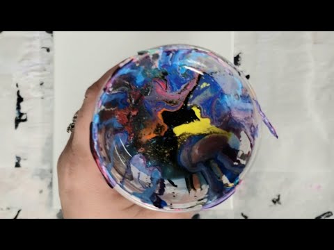 Rainbow Left Over Paint Acrylic Pour Flip Cup