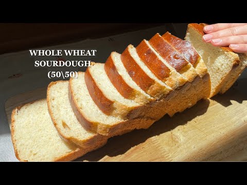 The best Whole Wheat Sourdough Sandwich Bread recipe | 50% Whole Wheat flour | So soft and fluffy