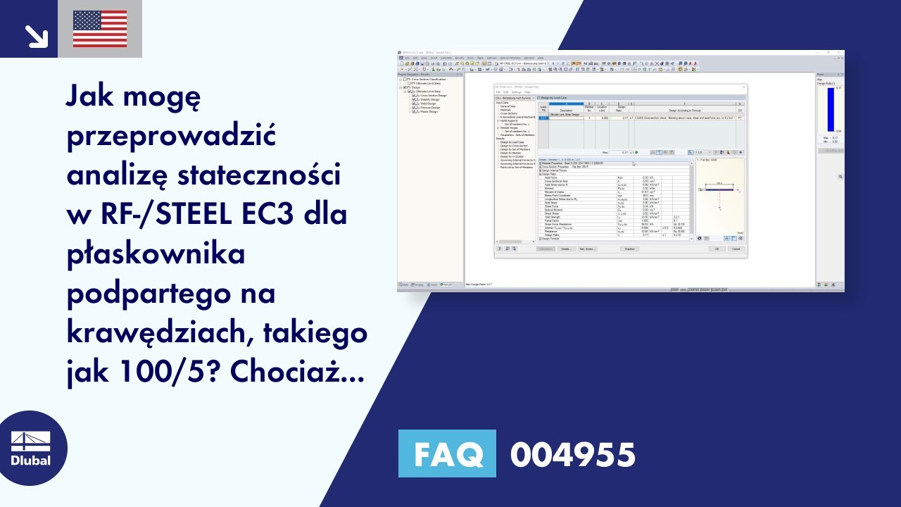 [EN] FAQ 004955 | Jak mogę przeprowadzić analizę stateczności w RF-/STEEL EC3 dla płaskownika podpartego ...