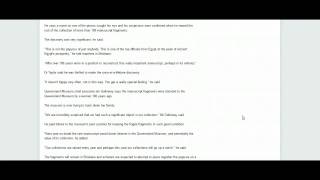 Ancient Manuscript From Egypt Found In Brisbane Museum (20th April 2012)