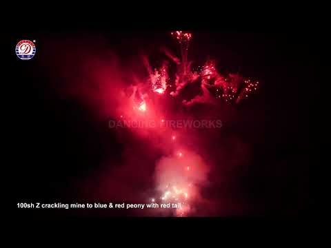 No.  166  100sh Z crackling mine to blue & red peony with red tail