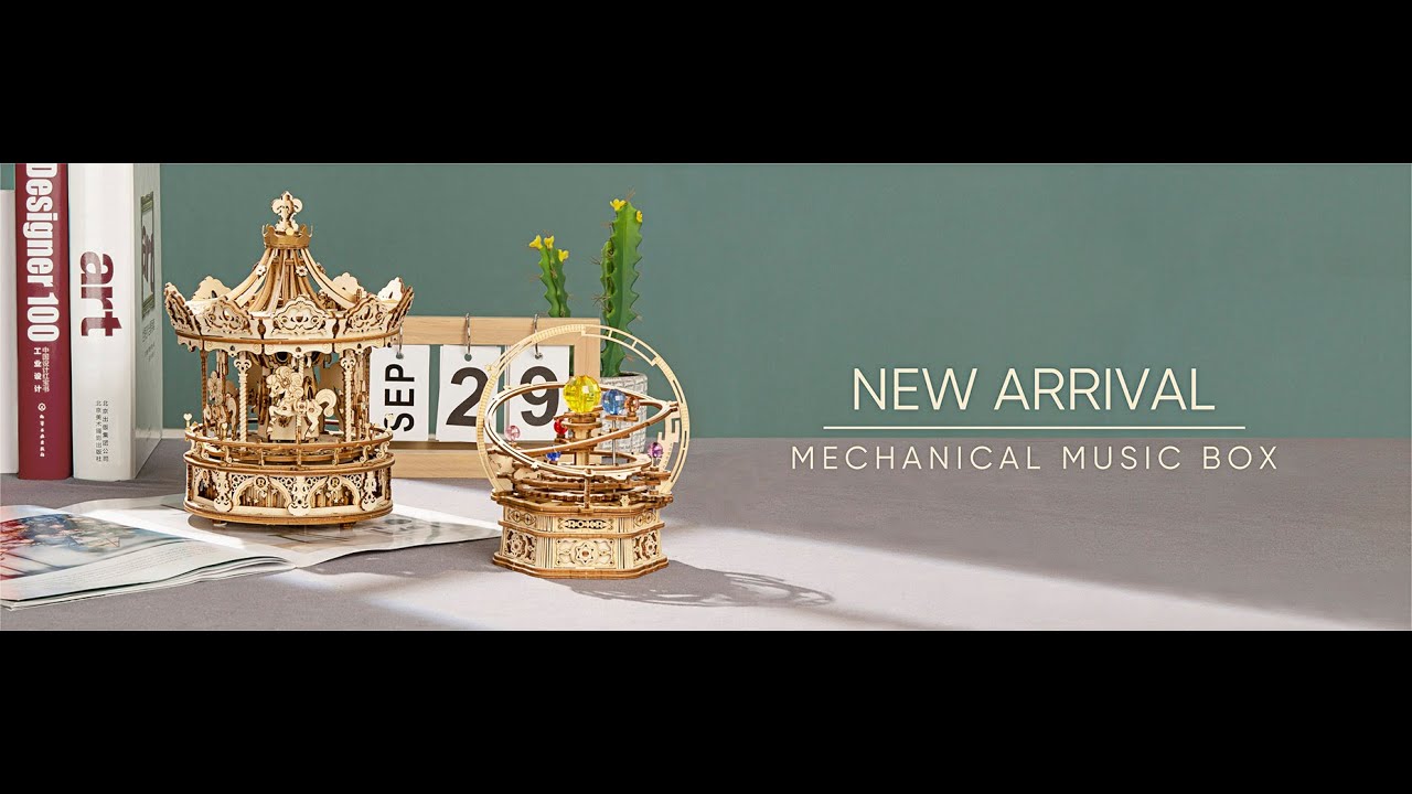 RoboTime 3D skládačka hrací skříňky Romantický kolotoč