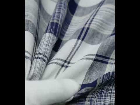 Check Blue & White Tie Dye 100 GSM Pure Cotton Handwoven Fabric — video