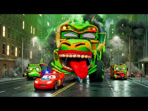 McQueen Monster : Police TOXIC RIVERS from Zombie, Giant Monster Chase - Horror Story - BeamNG.drive