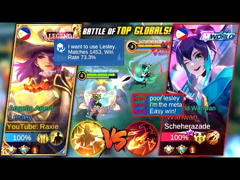 TOP GLOBAL LESLEY VS TOP GLOBAL WANWAN META! (ANGELIC AGENT VS M-WORLD WANWAN) [HARD MATCH!] - MLBB