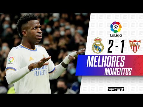VINICIUS JR. FAZ GOLAÇO E DÁ VITÓRIA AO REAL MADRID CONTRA O SEVILLA POR LALIGA