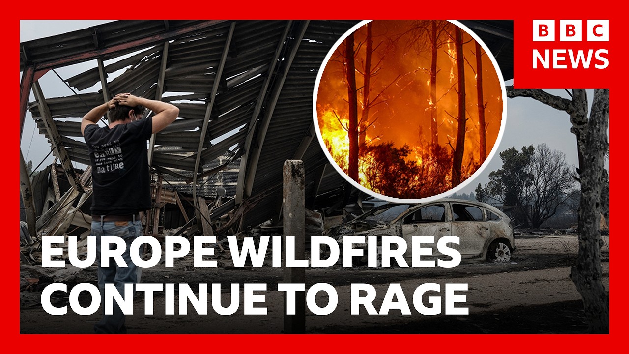 Video | LIVE: Wildfires continue to rage in France and Spain with crisis meetings to take place | BBC News