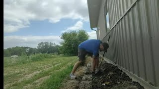 Setting Railroad ties for landscaping around building part 2