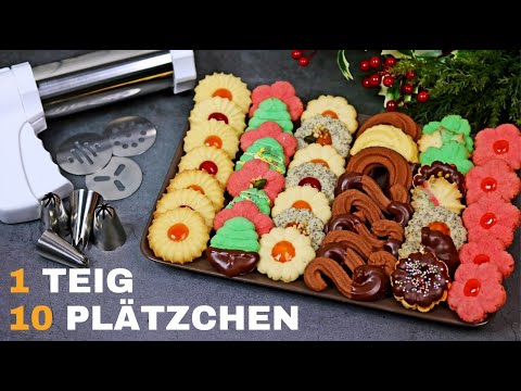 1 TEIG - 10 MÜRBE PLÄTZCHEN - SPRITZGEBÄCK -GEBÄCKPRESSE & SPRITZBEUTEL - BEST SPRITZ COOKIES RECIPE
