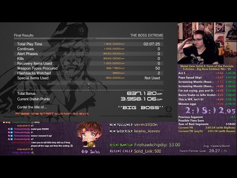 SGDQ 2021 Submission MGS4 The Boss Extreme NG+ any% Speedrun