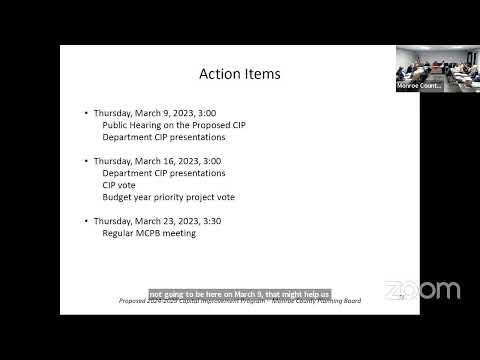 Monroe Co. Planning Board - CIP Meeting: Introduction of the Proposed 2024-2029 CIP