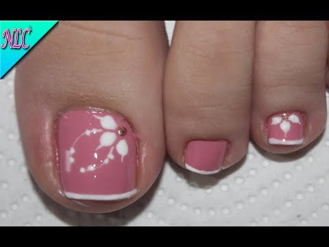 DISEÑO DE UÑAS PARA PIES FLOR Y FRANCÉS PARA PRINCIPIANTES – FRENCH NAIL ART – NLC