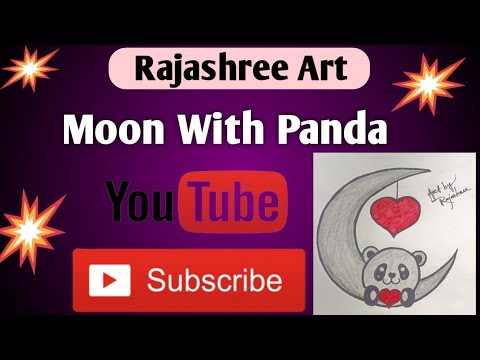 How To Draw Moon With Panda ll Moon With Panda Drawing ll🎨