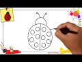 How to draw a ladybug EASY step by step for kids, beginners, children 2