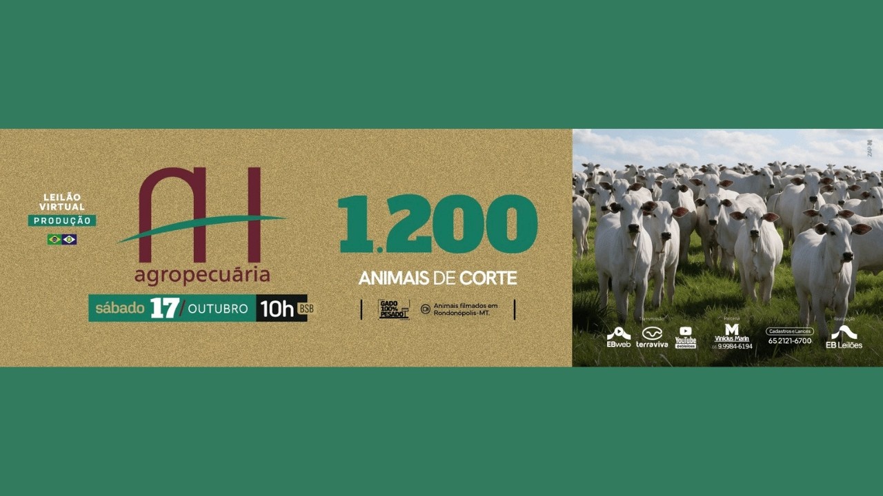 LEILÃO VIRTUAL AGROPECUÁRIA AH | 17/10/2026 – 10H