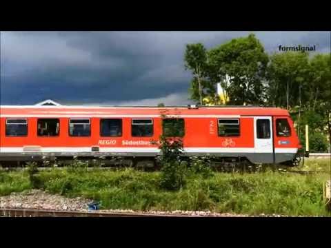 Züge VTs und Umbaumaßnahmen des 2gleisigen Ausbaus in Tüssling Teil 2 Juli 2016