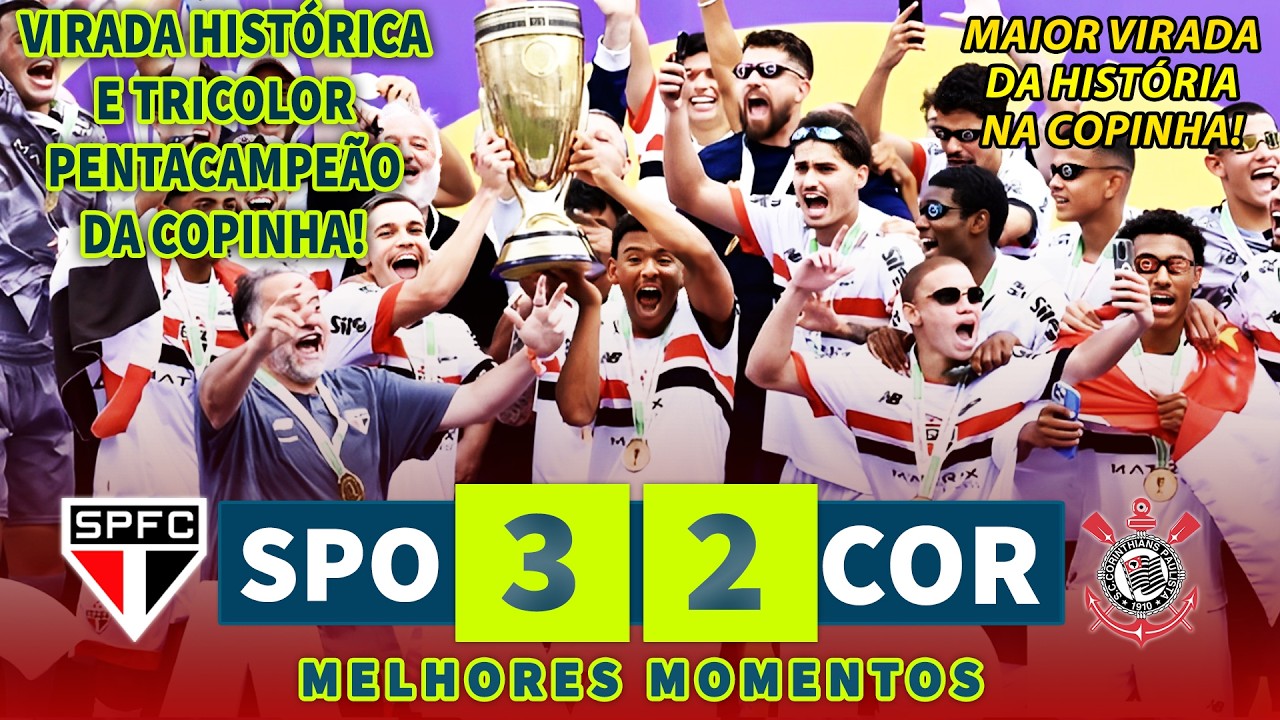 TRICOLOR PENTACAMPEÃO DE VIRADA | São Paulo 3 x 2 Corinthians | Melhores Momentos | Final Copinha