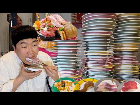 회전초밥 1300원.. 너무 싼 가격에 놀라서 80접시 털었습니다