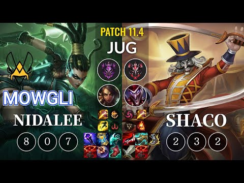 VIT Mowgli Nidalee vs Shaco Jungle - KR Patch 11.4