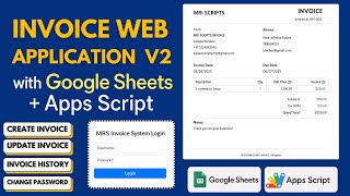 Invoice Generator Web App using Google Sheets | Dashboard, Login & Print PDF | D18