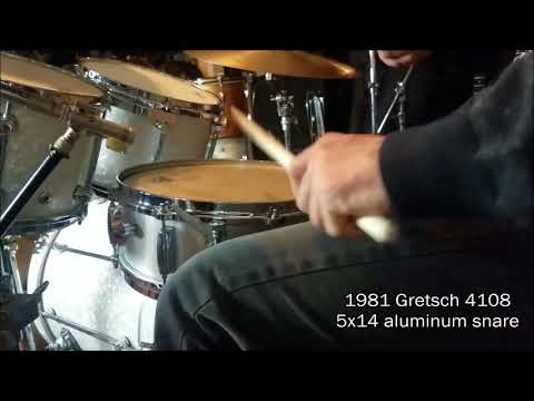 vintage Gretsch 4108 5x14 aluminum snare drum drop G SSB badge